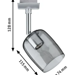LED-spottivalaisin kiskoon Paulmann URail Blossom, G9, max.10W, himmennettävä, mattakromi/savulasi