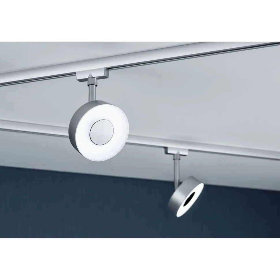 LED-spottivalaisin kiskoon Paulmann URail Circle, 160lm, 5W, 4000K, himmennettävä, mattakromi