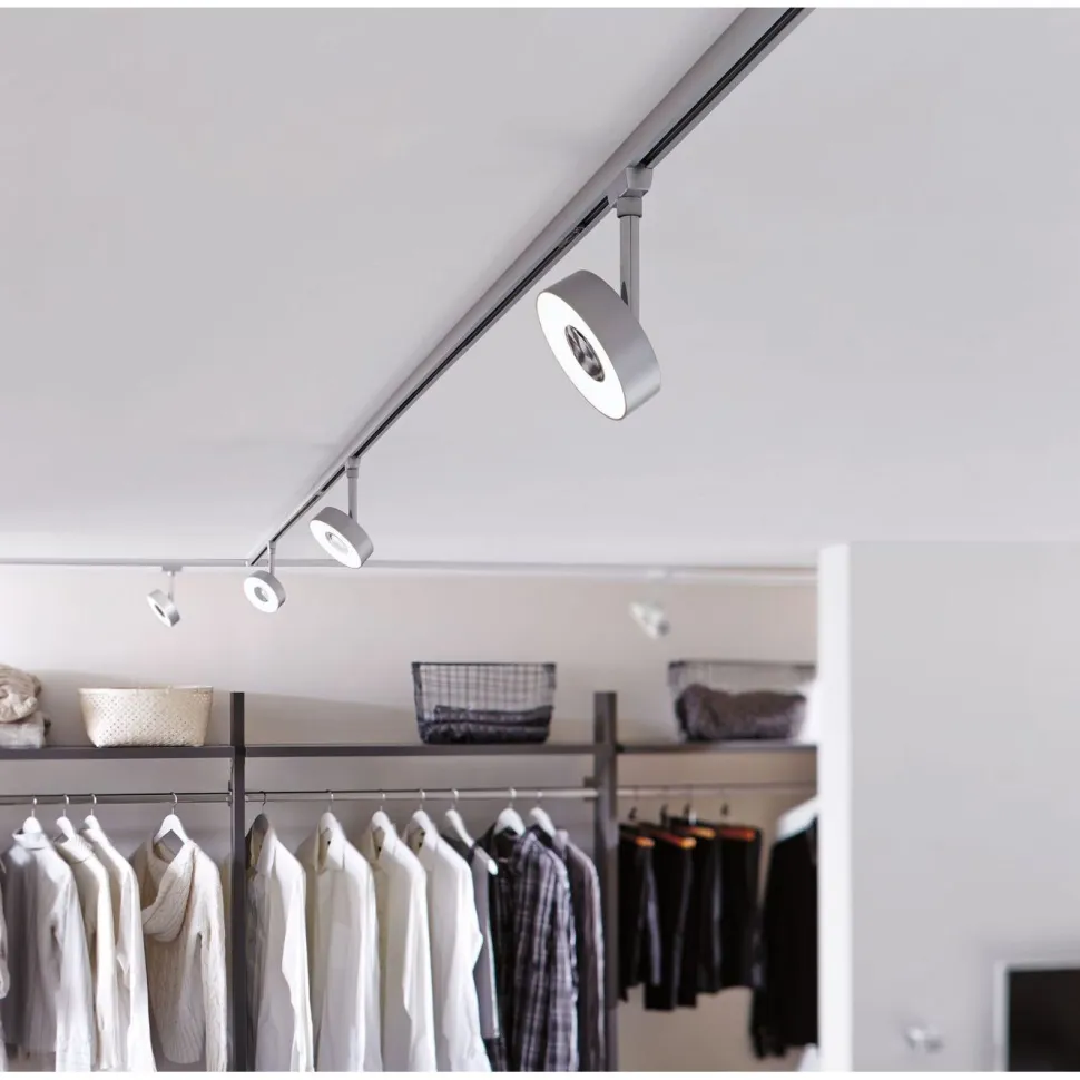 LED-spottivalaisin kiskoon Paulmann URail Circle, 160lm, 5W, 4000K, himmennettävä, mattakromi