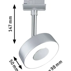 LED-spottivalaisin kiskoon Paulmann URail Circle, 160lm, 5W, 4000K, himmennettävä, mattakromi