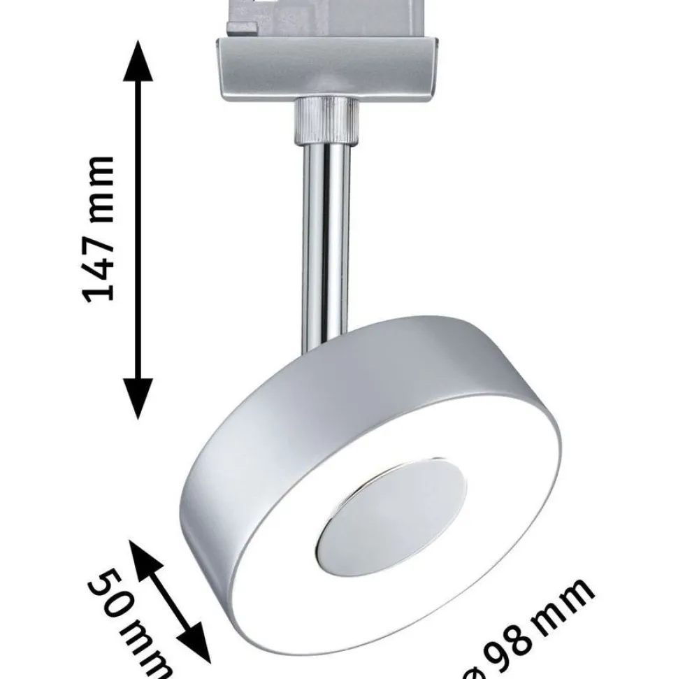 LED-spottivalaisin kiskoon Paulmann URail Circle, 160lm, 5W, 4000K, himmennettävä, mattakromi