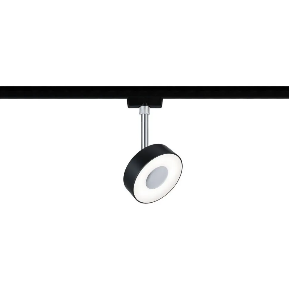 LED-Spottivalaisin kiskoon Paulmann URail Circle 147mm 4000K himmennettävä mattamusta/kromi