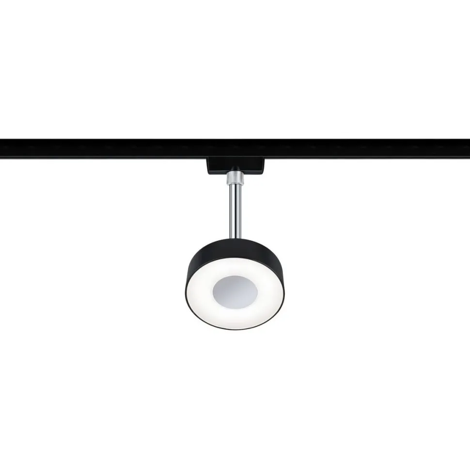 LED-Spottivalaisin kiskoon Paulmann URail Circle 147mm 4000K himmennettävä mattamusta/kromi
