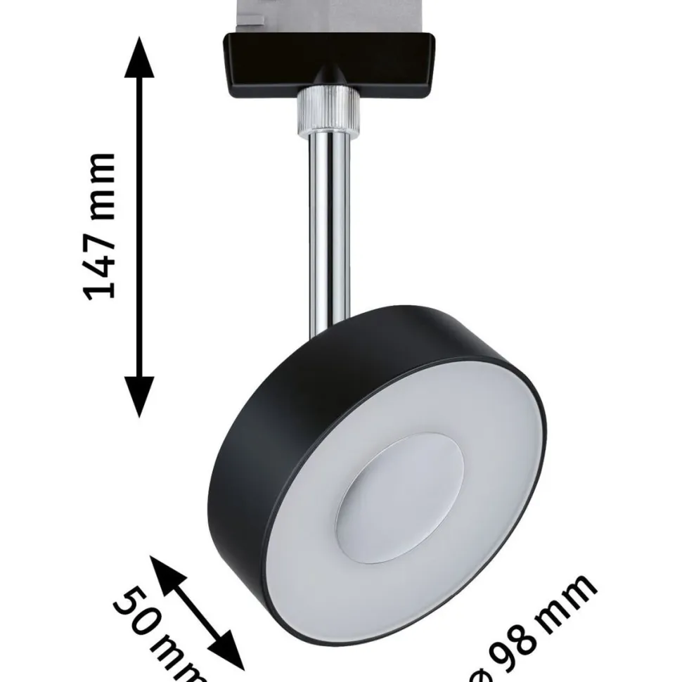 LED-Spottivalaisin kiskoon Paulmann URail Circle 147mm 4000K himmennettävä mattamusta/kromi
