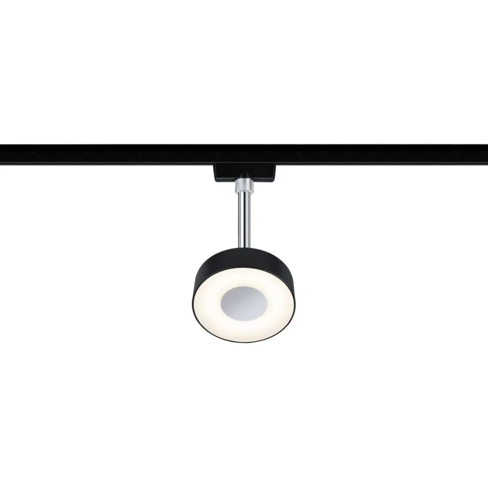 LED-Spottivalaisin kiskoon Paulmann URail Circle 147mm 2700K himmennettävä mattamusta/kromi