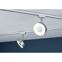 LED-spottivalaisin kiskoon Paulmann URail Circle, säädettävä värilämpötila, mattakromi