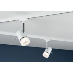LED-spottivalaisin kiskoon Paulmann URail Pipe, GU10, max.10W, himmennettävä, valkoinen/kromi