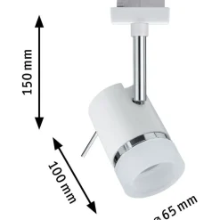 LED-spottivalaisin kiskoon Paulmann URail Pipe, GU10, max.10W, himmennettävä, valkoinen/kromi