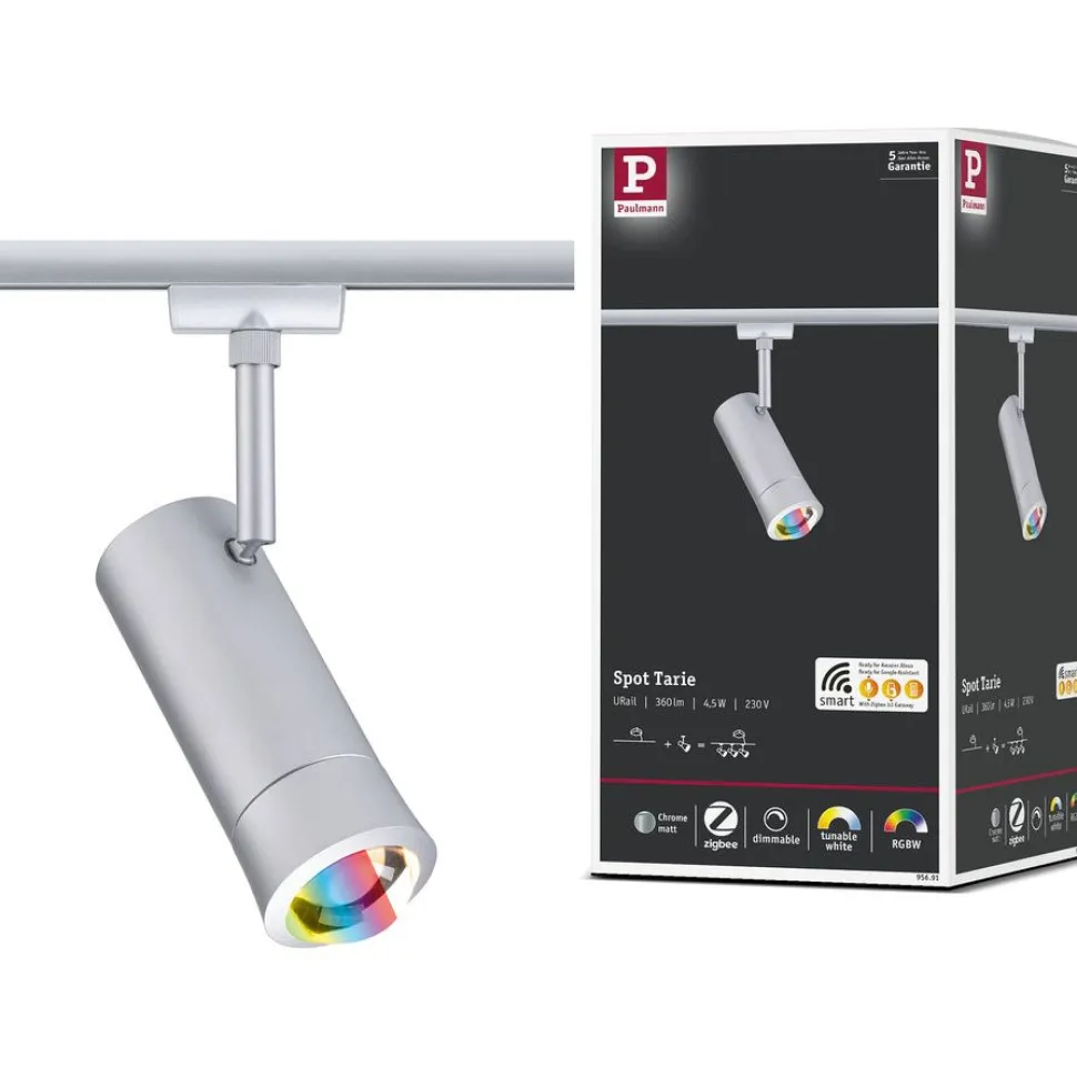 LED-spottivalaisin kiskoon Paulmann URail Smart Home Zigbee 3.0 Tarie, Ø6cm, 230lm, 4.5W, RGBW+, himmennettävä, 230V, mattamusta