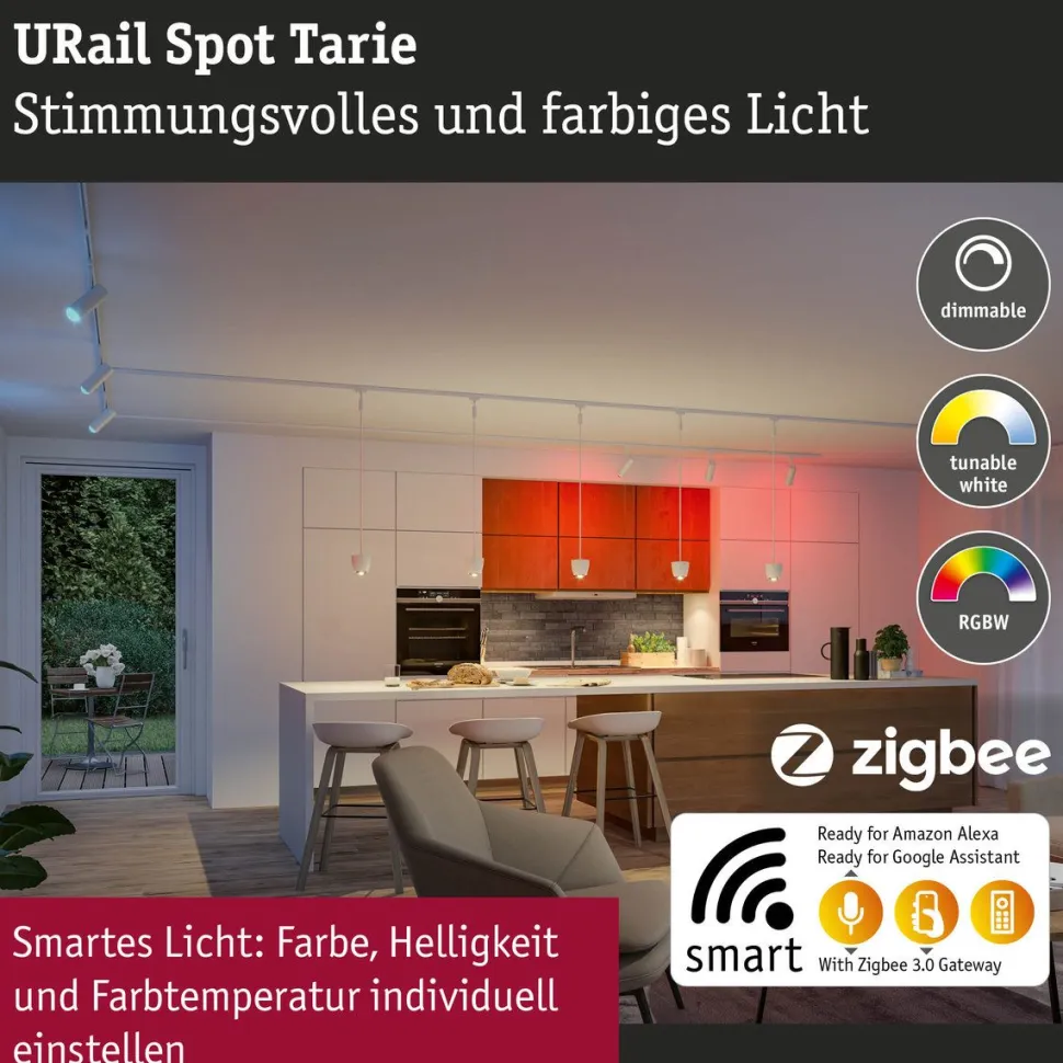 LED-spottivalaisin kiskoon Paulmann URail Smart Home Zigbee 3.0 Tarie, Ø6cm, 230lm, 4.5W, RGBW+, himmennettävä, 230V, mattamusta