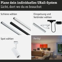 LED-spottivalaisin kiskoon Paulmann URail Smart Home Zigbee 3.0 Tarie, Ø6cm, 230lm, 4.5W, RGBW+, himmennettävä, 230V, mattamusta
