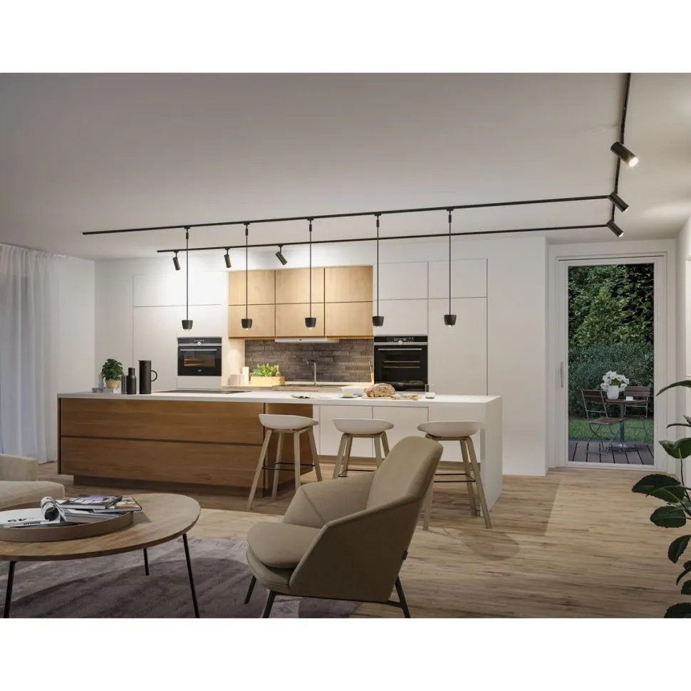 LED-spottivalaisin kiskoon Paulmann URail Smart Home Zigbee 3.0 Tarie, Ø6cm, 230lm, 4.5W, RGBW+, himmennettävä, 230V, mattamusta