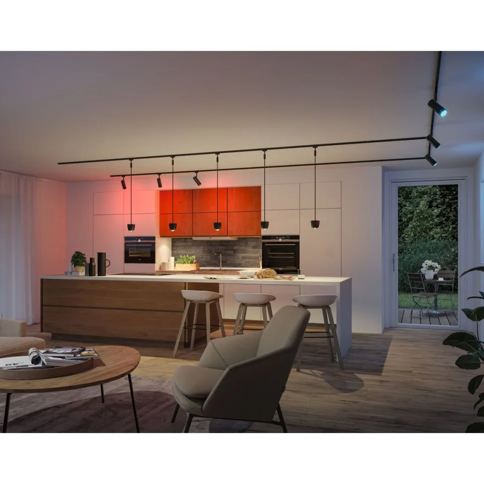 LED-spottivalaisin kiskoon Paulmann URail Smart Home Zigbee 3.0 Tarie, Ø6cm, 230lm, 4.5W, RGBW+, himmennettävä, 230V, mattamusta