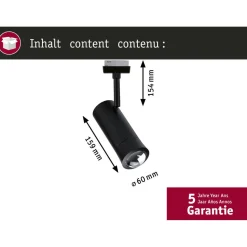 LED-spottivalaisin kiskoon Paulmann URail Smart Home Zigbee 3.0 Tarie, Ø6cm, 230lm, 4.5W, RGBW+, himmennettävä, 230V, mattamusta