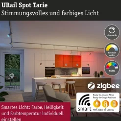 LED-spottivalaisin kiskoon Paulmann URail Smart Home Zigbee 3.0 Tarie, Ø6cm, 230lm, 4.5W, RGBW+, himmennettävä, 230V, mattamusta