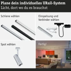 LED-spottivalaisin kiskoon Paulmann URail Smart Home Zigbee 3.0 Tarie, Ø6cm, 230lm, 4.5W, RGBW+, himmennettävä, 230V, mattamusta