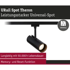 LED-spottivalaisin kiskoon Paulmann URail Theron, Ø6.2cm, 1100lm, 11W, 4000K, himmennettävä, 230V, mattamusta