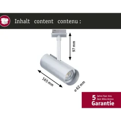 LED-spottivalaisin kiskoon Paulmann URail Theron, Ø6.2cm, 1100lm, 11W, 4000K, himmennettävä, 230V, mattamusta