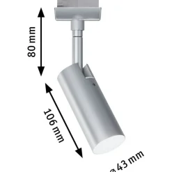 LED-spottivalaisin kiskoon Paulmann URail Tubo, 234lm, 4.5W, 4000K, mattakromi