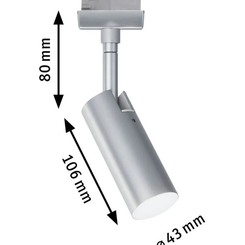 LED-spottivalaisin kiskoon Paulmann URail Tubo, 234lm, 4.5W, 4000K, mattakromi