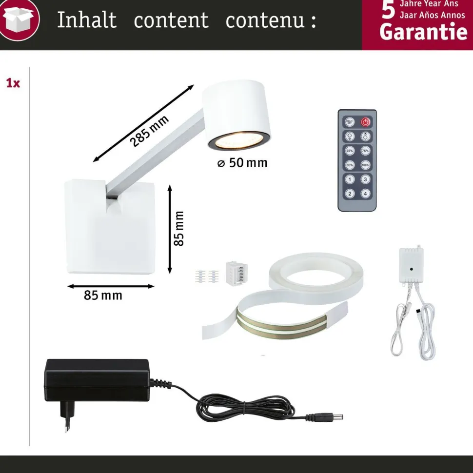 LED-tauluvalaisin Paulmann Adelia, 8.5cm, 2700K, 370lm, 230/24V, 4.5W, himmennettävä, harjattu alumiini