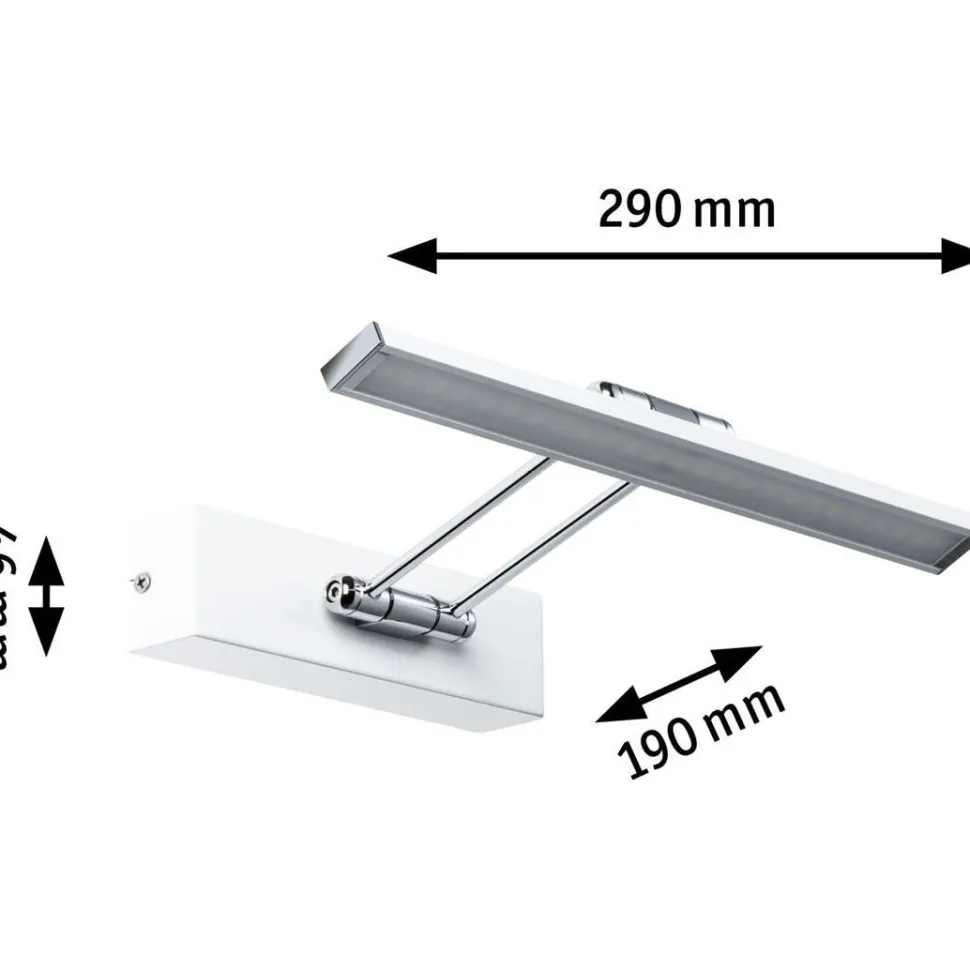 LED-tauluvalaisin Paulmann Galeria, 29cm, 2700K, 450lm, 5W, harjattu nikkeli/kromi