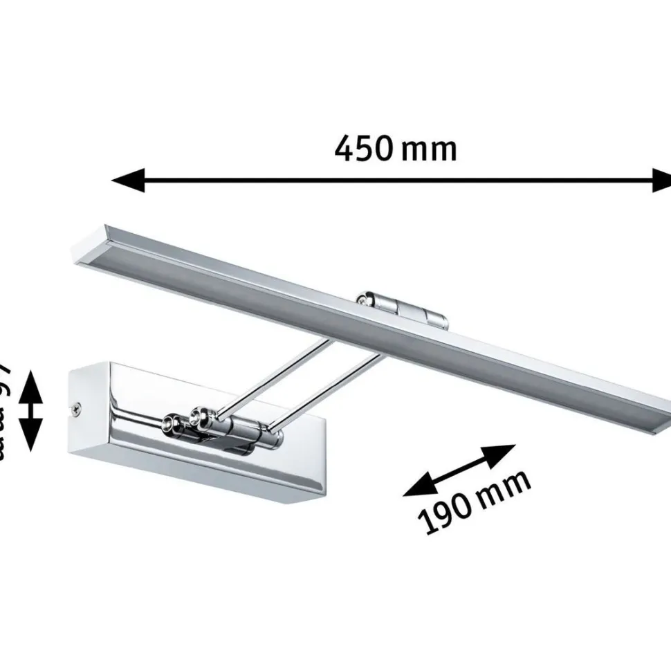 LED-tauluvalaisin Paulmann Galeria, 29cm, 2700K, 450lm, 5W, harjattu nikkeli/kromi