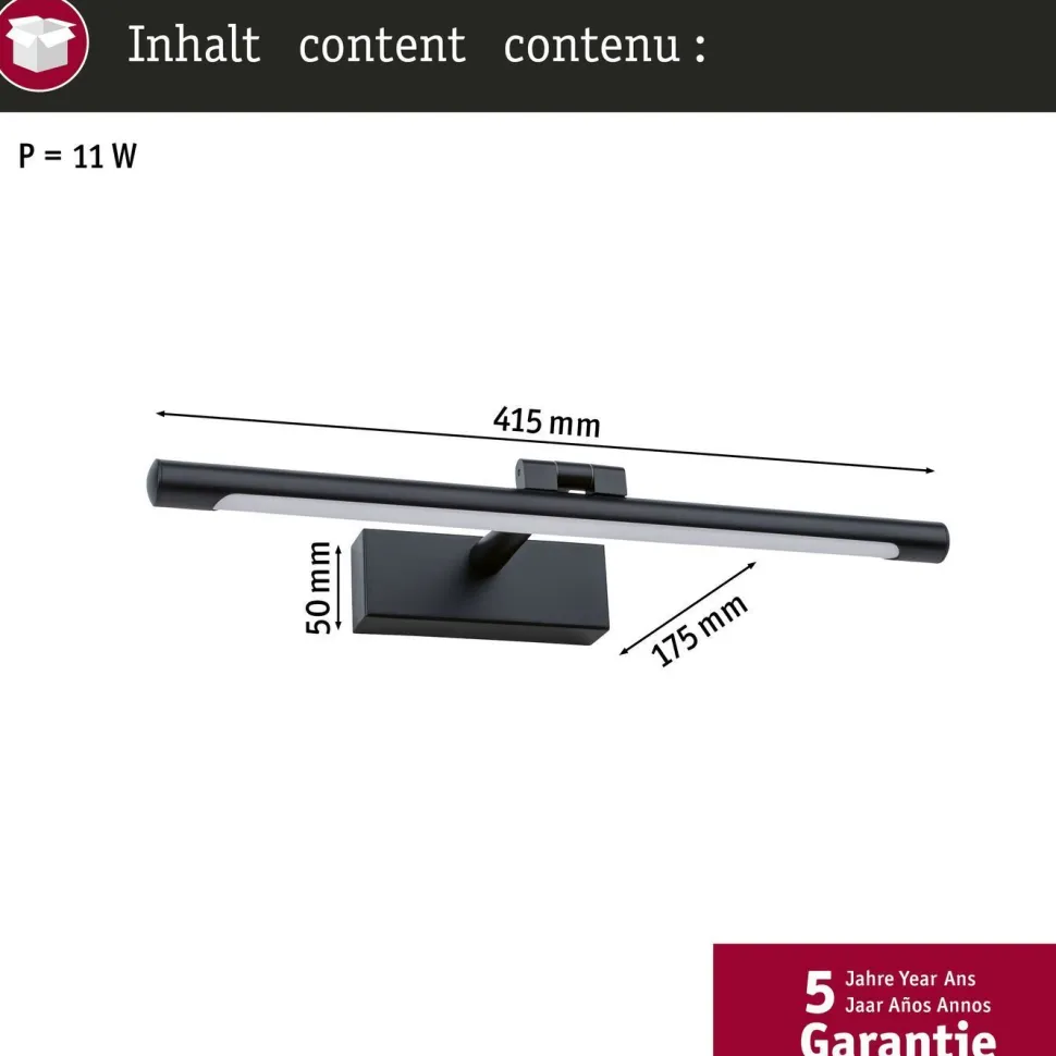 LED-tauluvalaisin Paulmann Mingo, 41.5cm, 3000K, 510lm, 9.5W, antiikkimessinki