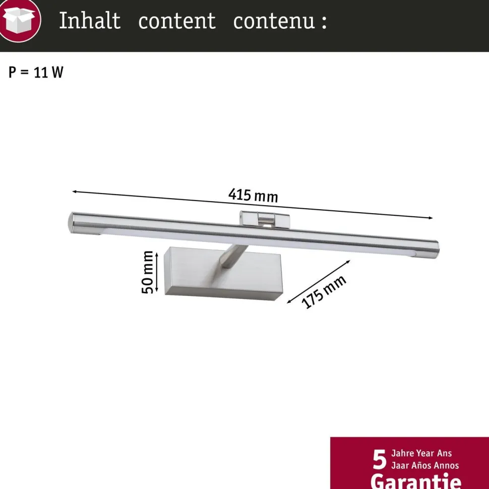 LED-tauluvalaisin Paulmann Mingo, 41.5cm, 3000K, 510lm, 9.5W, antiikkimessinki
