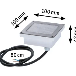 LED-terassivalaisin liiketunnistimella Paulmann Brick, IP67, 10x10cm, 3000K, alumiini