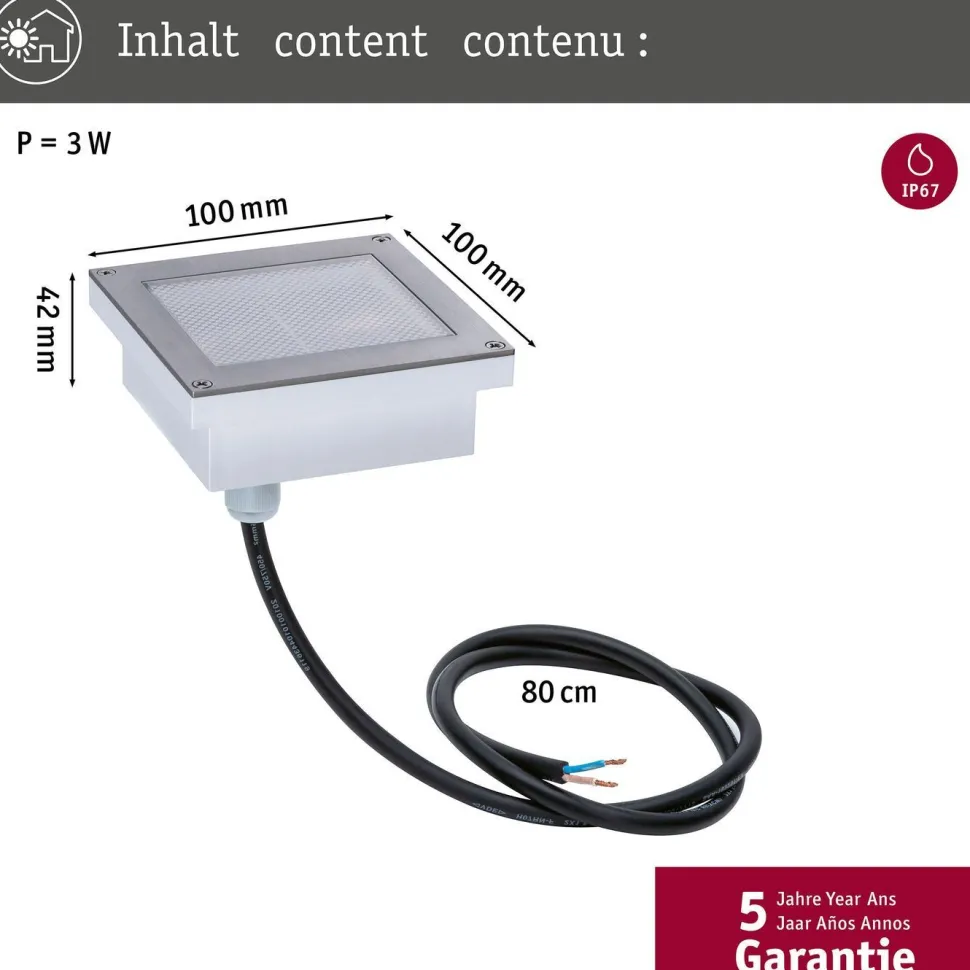 LED-terassivalaisin Paulmann Brick, Smart Home Zigbee 3.0, IP67, 10x10cm, säädettävä värilämpötila, rst