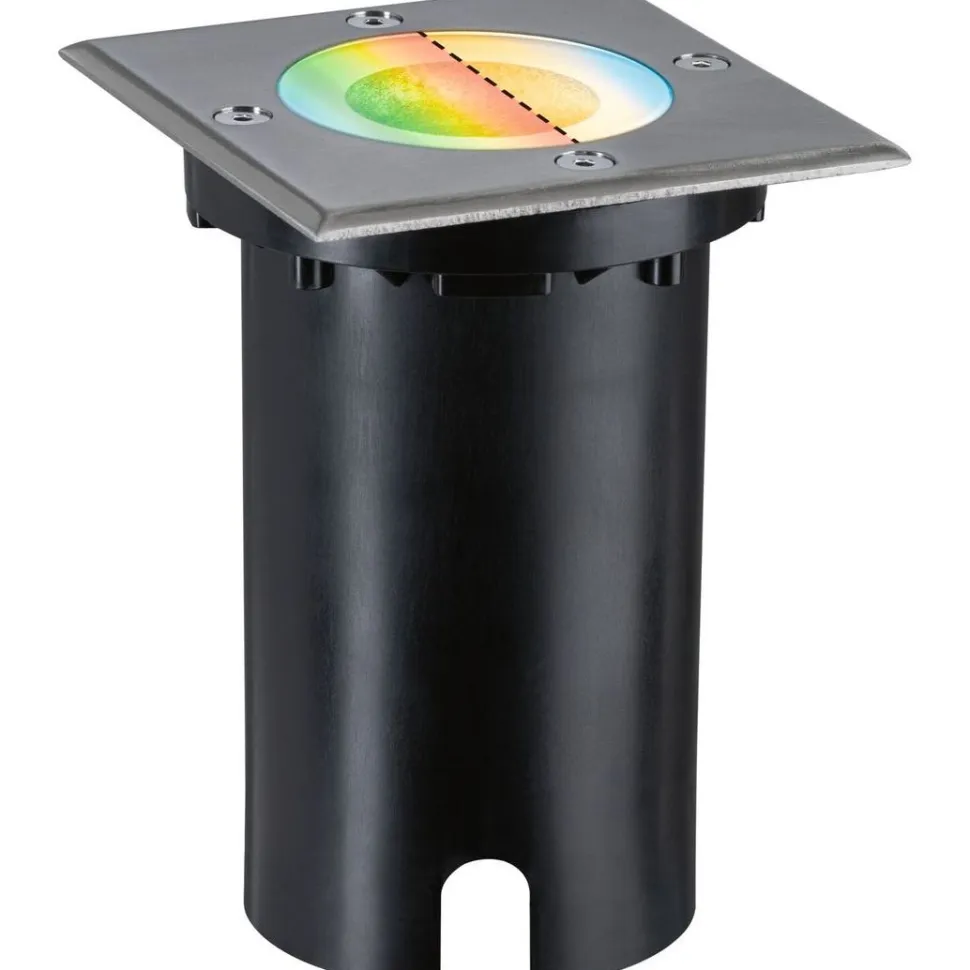 LED-terassivalaisin Paulmann Floor, Smart Home Zigbee 3.0, IP67, 11x11cm, RGBW+, harjattu rauta