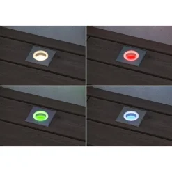 LED-terassivalaisin Paulmann Floor, Smart Home Zigbee 3.0, IP67, 11x11cm, RGBW+, harjattu rauta