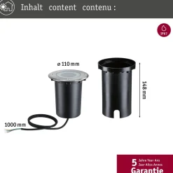 LED-terassivalaisin Paulmann Floor, Smart Home Zigbee 3.0, IP67, 11cm, RGBW+, harjattu rauta