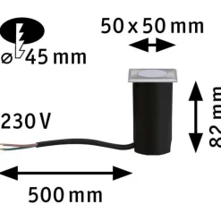 LED-terassivalaisin Paulmann House, IP67, 50x50mm, 3000K, 2W, 60lm, rst