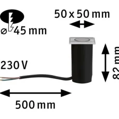 LED-terassivalaisin Paulmann House, IP67, 50x50mm, 3000K, 2W, 20lm, rst