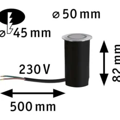 LED-terassivalaisin Paulmann, IP67, 50mm, 2200K, alumiini