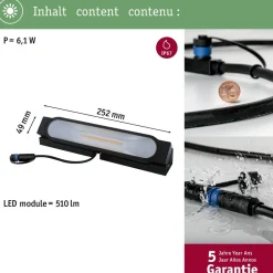 LED-terassivalaisin Paulmann Plug & Shine Ito, 25.2cm, IP67, 3000K, antrasiitti