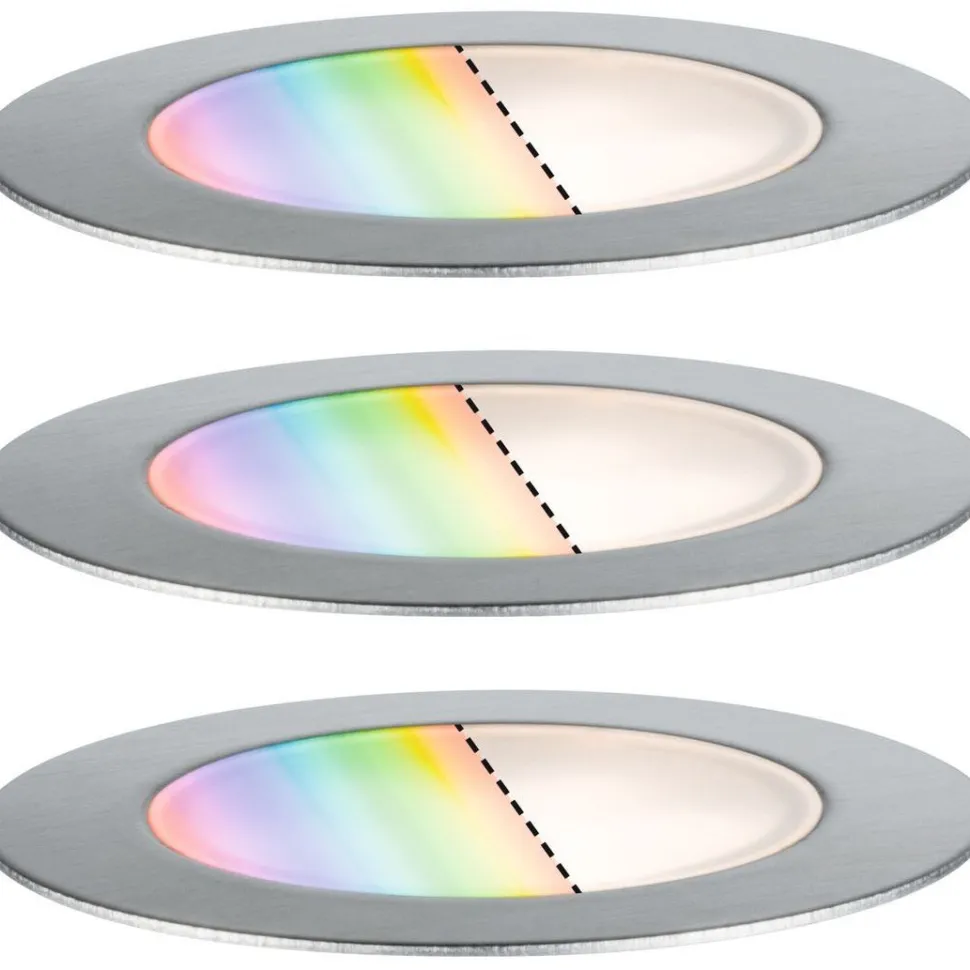 LED-terassivalaisinsarja Paulmann Plug & Shine Floor, Smart Home Zigbee 3.0, IP67, RGBW+, 3x2W, rst