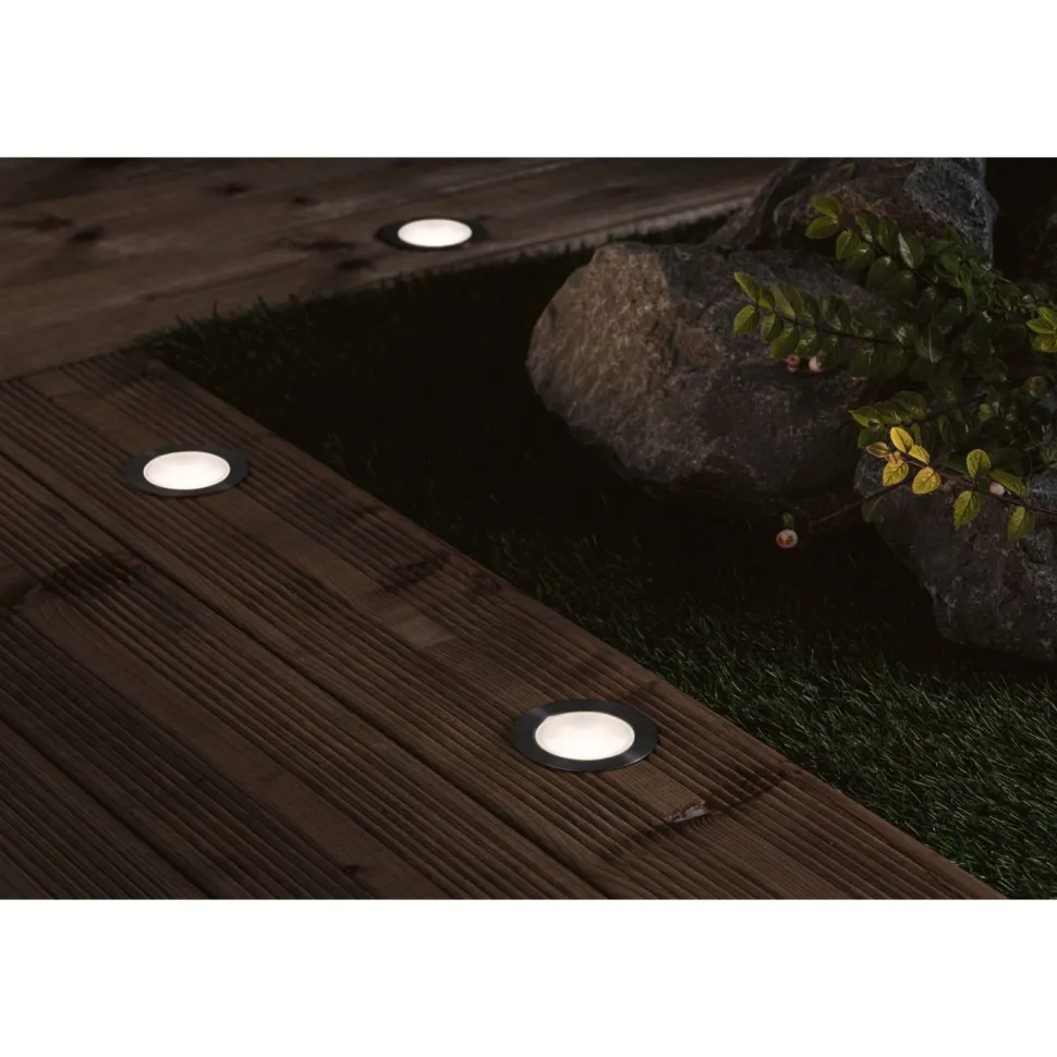 LED-terassivalaisinsarja Paulmann Plug & Shine Floor, Smart Home Zigbee 3.0, IP67, RGBW+, 3x2W, rst