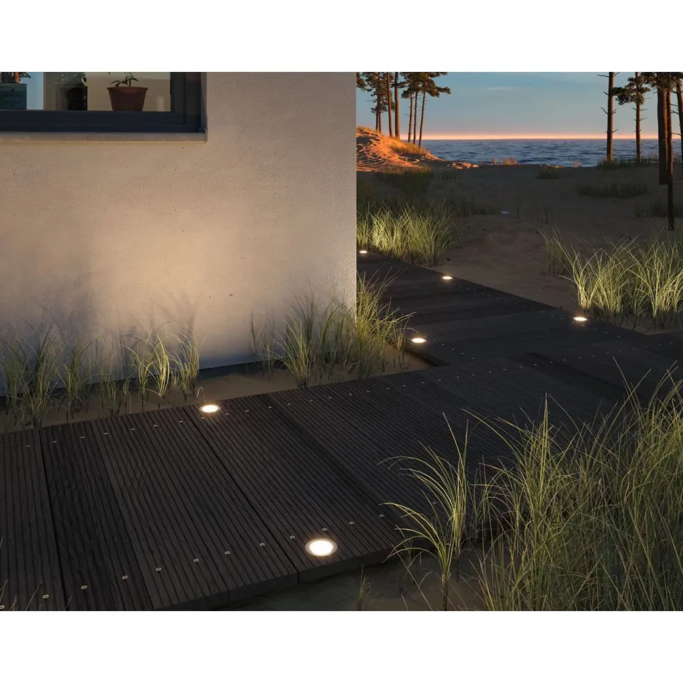 LED-terassivalaisinsarja Paulmann Plug & Shine Floor, Smart Home Zigbee 3.0, IP67, RGBW+, 3x2W, rst