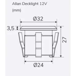 LED-terassivalo Llitt Allan Decklight alumiini