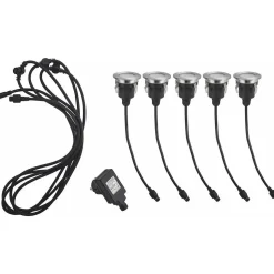LED-terassivalosarja Malmbergs Ground III Kit 5x0.6W, IP67, teräs
