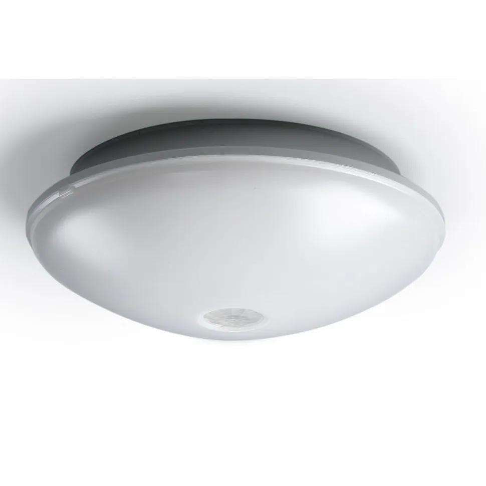 LED-tunnistinvalaisin Ensto AVR254 11W/830 PIR Ø254x95 mm IP54 vaaleanharmaa