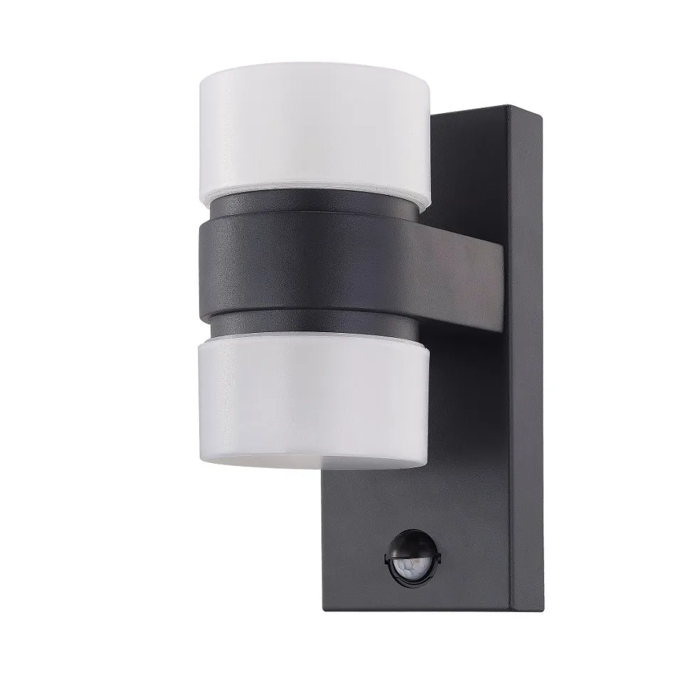 LED-tunnistinvalaisin Eglo Atollari 2x6W 100x230x155 mm IP44 antrasiitti/valkoinen