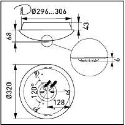 LED-tunnistinvalaisin Ensto AVR320 IP44 14W/830/840 Ø320x111 mm PIR-tunnistimella