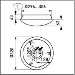 LED-tunnistinvalaisin Ensto AVR320 IP44 14W/830/840 Ø320x106 mm RAD-tunnistimella