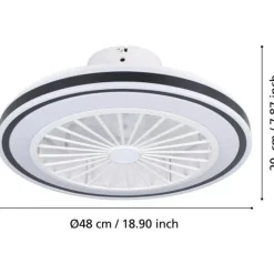 LED-tuuletinvalaisin Eglo Almeria, valkoinen/musta