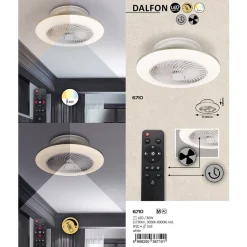 LED-tuuletinvalaisin Rabalux Dalfon CCT 3000-6000K 36W Ø55 cm valkoinen