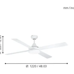 LED-tuuletinvalaisin Eglo Trinidad, valkoinen/puu